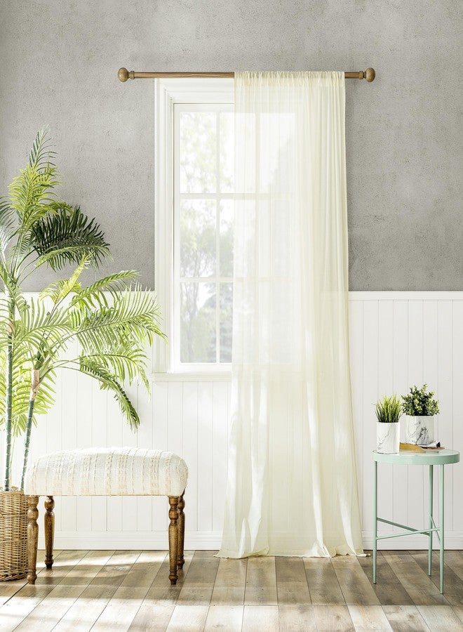 Archaeo 100% Cotton Sheer Curtain, 50" x 84, Cream - Image 1
